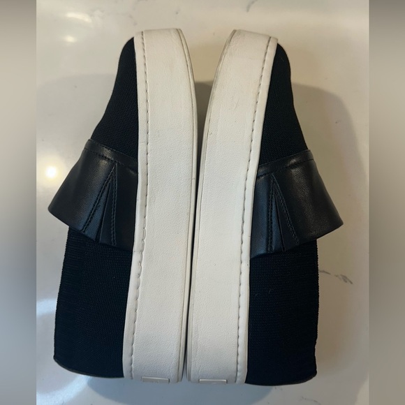 Vince Ward Shoes Black Knit Leather Platform Slip On Sneakers Loafer - Picture 6 of 14
